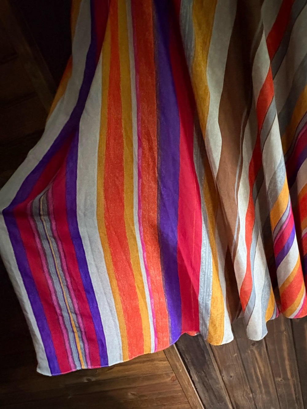 Lauren Ralph Lauren Multicolor Diagonal Stripe A-Line Chiffon Skirt - Picture 10 of 11